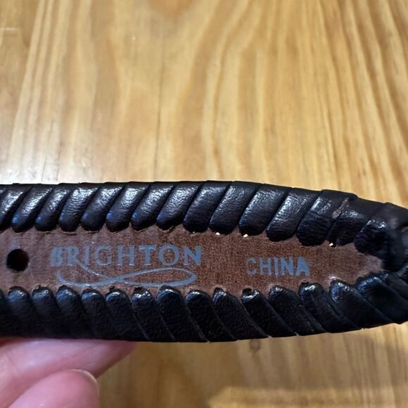 Brighton Belt Leather Braided Brown Woven Silvertone Buckle Sz 34 Women’s M20385 main image 6